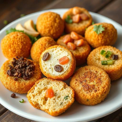 Un plato de croquetas variadas con diferentes rellenos